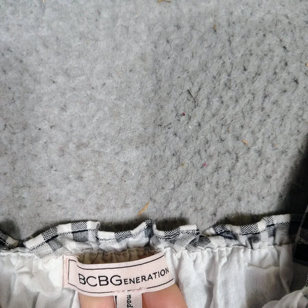 Bcbgeneration Midi Dress Women's Small Black White Gingham Check Poplin Smocked - Picture 8 of 12